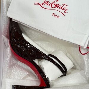 Christian Louboutin Dark Brown Croc-Embossed Heels